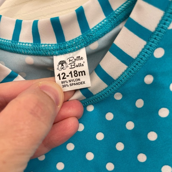 Ruffle Butts Polka Dot Rash Guard (12 - 18 months) - Picture 3 of 3